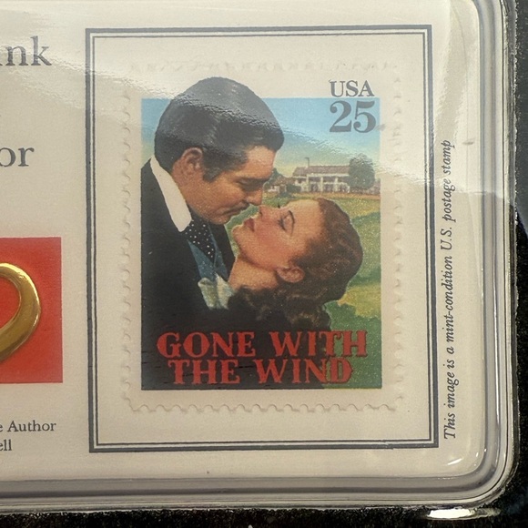 Vintage Gone With the Wind Glass Paperweight Stamp Rhett Butler Scarlett O'Hara - Picture 13 of 16